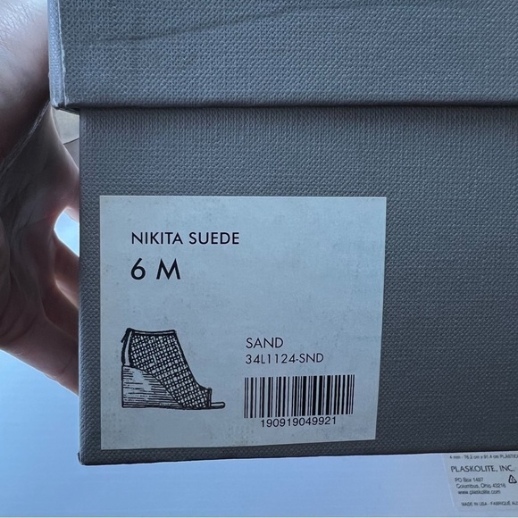 Aquatalia Sandals women 6 Nikita Tan Open Toe Suede Wedge Booties - Picture 13 of 13